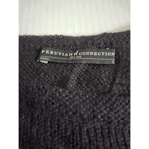 Womens Peruvian Connection Peru Size Large Black Alpaca Sweater Open Back AH14-1 - Picture 4 of 10